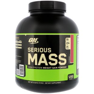 Порошок с высоким содержанием белка для набора веса со вкусом клубники Optimum Nutrition (Serious Mass High Protein Weight Gain Powder Strawberry) 2,72 кг купить в Киеве и Украине