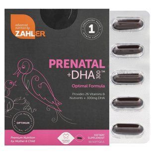 Пренатальний комплекс: вітаміни мінерали + ДГК Zahler (Prenatal + DHA 300) 120 гелевих капсул