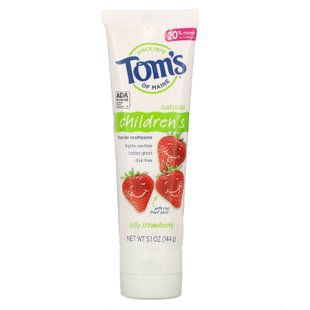 Детская зубная паста с фтором, клубника, Children's, Fluoride Toothpaste, Silly Strawberry, Tom's of Maine, 144 г купить в Киеве и Украине