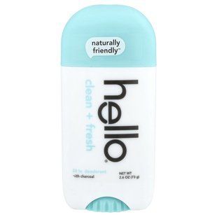 Дезодорант з активованим вугіллям, Deodorant with Activated Charcoal, Fresh + Clean, Hello, 73 г