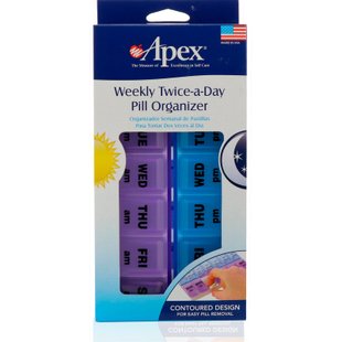 Недельный органайзер для двухразового приема таблеток Apex (Weekly Twice-A-Day Pill Organizer) 1 шт купить в Киеве и Украине