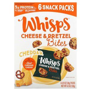 Whisps, сирні шматочки, сирні шматочки з чеддером, 6 пакетиків по 20 г (0,7 унції)