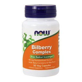Черника для зрения Now Foods (Bilberry) 80 мг 50 капсул купить в Киеве и Украине