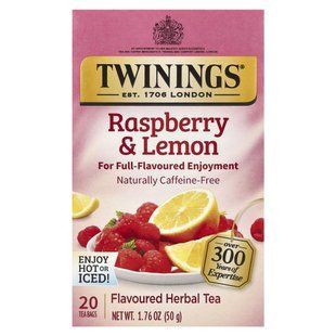 Twinings, трав&rsquo;яний чай, малина й лимон, без кофеїну, 20 чайних пакетиків, 50 г (1,76 унції)