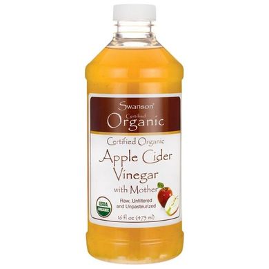 Сертифікований органічний яблучний оцет, Certified Organic Apple Cider Vinegar with Mother, Swanson, 473 мл