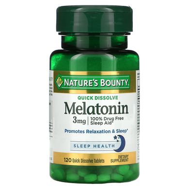 Мелатонин быстродействующий Nature's Bounty (Melatonin) 3 мг 120 таблеток купить в Киеве и Украине