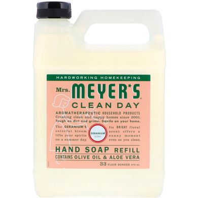 Рідке мило для рук, з ароматом герані, Mrs Meyers Clean Day, 33 рідких унції (975 мл)