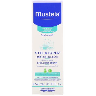 Крем для обличчя з ефектом СтелАтопія, Baby, Stelatopia Emollient Face Cream, Mustela, 1,35 рідкої унції (40 мл)