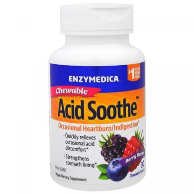 Enzymedica, Chewable Acid Soothe, Berry, 30 Tablets