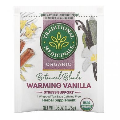 Tea with organic herbal blends, caffeine-free, warming vanilla, 14 tea bags per pack, 0.86 ounces (24.5 g)