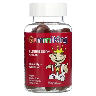 Бузина для дітей міцний імунітет смак малини GummiKing (Elderberry for Kids) 60 жувальних цукерок