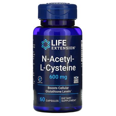 N-ацетил-L-цистеїн, N-Acetyl-L-Cysteine, Life Extension, 600 мг, 60 вегетаріанських капсул