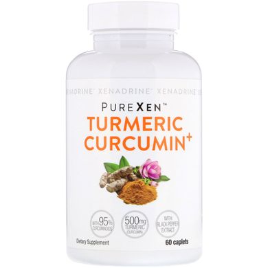 PureXen, Куркума і куркумін +, Xenadrine, 60 капсуловидних таблеток