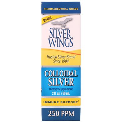 Коллоидное серебро, Natural Path Silver Wings, 250 частей на миллион, 2 жидких унции (60 мл) купить в Киеве и Украине