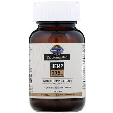 Экстракт конопли Garden of Life (Whole Hemp Extract) 375 мг 30 гелевых капсул купить в Киеве и Украине