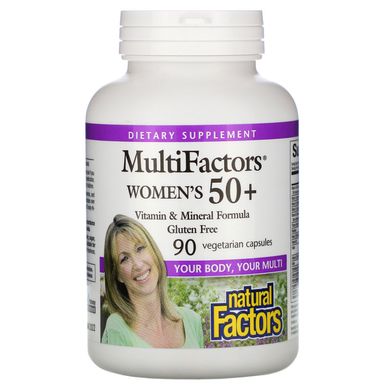 MultiFactors, Жіночі капсули50 +, Natural Factors, 90 рослинних капсул