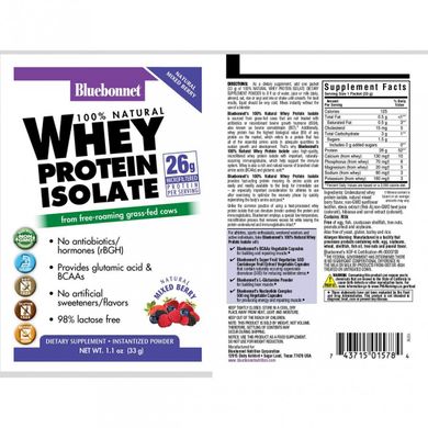 Ізолят сироваткового протеїну Bluebonnet Nutrition (Whey Protein Isolate) 8 пакетиків зі смаком мікс ягід