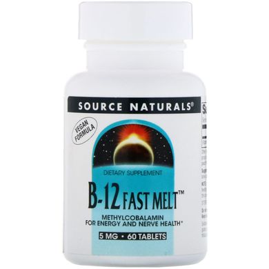 Вітамін B12 метилкобаламін Source Naturals (MethylCobalamin B12 Fast Melt) 5000 мкг 60 таблеток