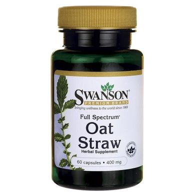 Повний спектр вівсяної соломи, Full Spectrum Oat Straw, Swanson, 400 мг, 60 капсул