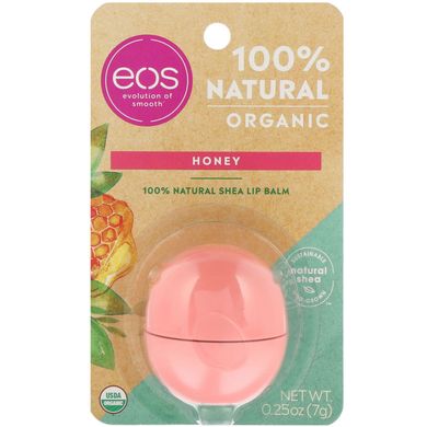100% натуральний бальзам для губ ши, мед, 100% Natural Shea Lip Balm, Honey, EOS, 7 г