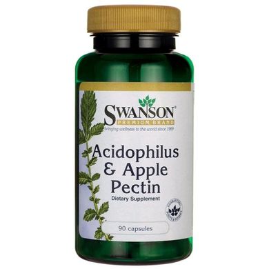 Ацидофілін і яблучний пектин, Acidophilus,Apple Pectin, Swanson, 90 капсул