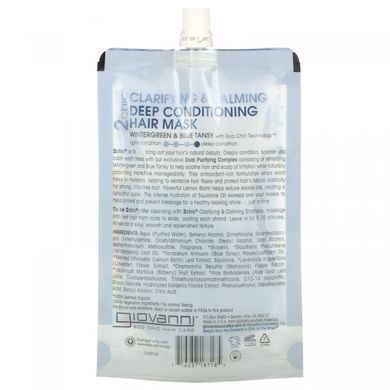 Giovanni, 2chic, cleansing and soothing mask for intensive care, for dry, normal, or oily hair, bearberry and blue tansy, 1 sachet, 51.75 ml (1.75 fl. oz)