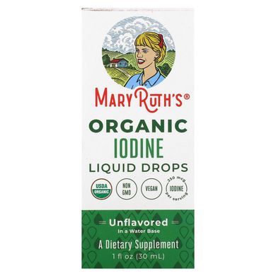 MaryRuth Organics, Рідкі краплі органічного йоду, без ароматизаторів, 1 рідка унція (30 мл)