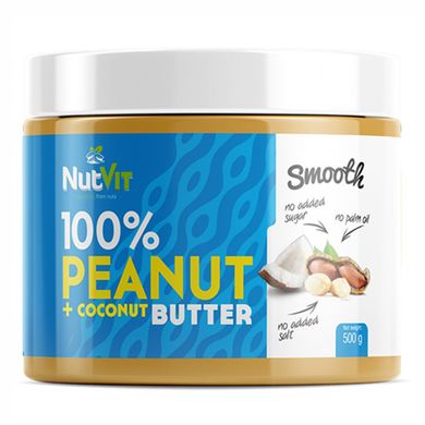 Арахісове і кокосове масло, PEANUT & COCONUT BUTTER, NutVit, 500 г