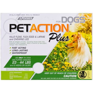Для середніх собак, PetAction Plus, 3 дози, 0,045 р унц