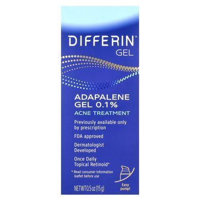 Differin, Adapalene Gel 0.1%, Acne Treatment, 0.5 oz (15 g) купить в Киеве и Украине