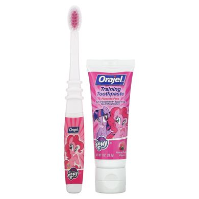 Тренувальна зубна паста My Little Pony не містить фтору, має рожевий колір, фруктовий смак, від 3 міс до 4 років, Orajel, 28,3 г