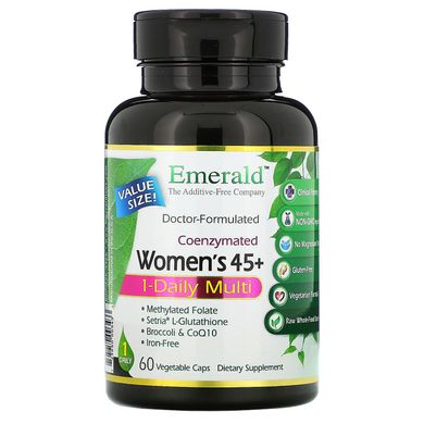 Коферментні жіночі 45+ мультивітаміни, Coenzymated Women's 45+ 1-Daily Multi, Emerald Laboratories, 60 вегетаріанських капсул