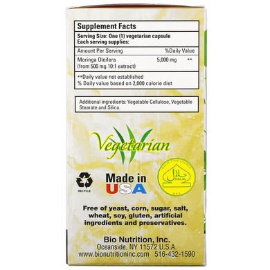 Суперпродукт Морінга, Bio Nutrition, 5000 мг, 60 рослинних капсул