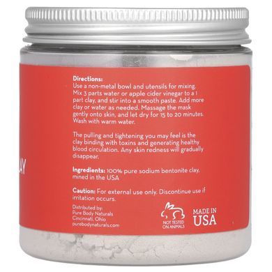 Індійська лікувальна бентонітова глина, Pure Body Naturals, 8,8 р унц (250 г)