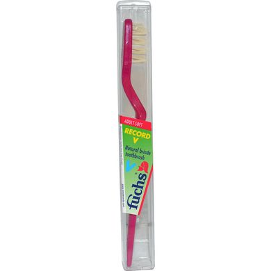 Зубна щітка з натуральною щетиною Record V, для дорослих, м'яка, Fuchs Brushes, 1 зубна щітка