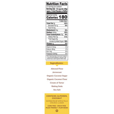 Натуральна суміш мигдального борошна без глютену для млинців та вафлів Simple Mills (Almond Flour Pancake & Waffle Mix Original) 303 г
