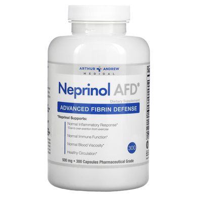 Neprinol AFD, защита организма от вредного воздействия фибрина, Arthur Andrew Medical, 500 мг, 300 капсул купить в Киеве и Украине