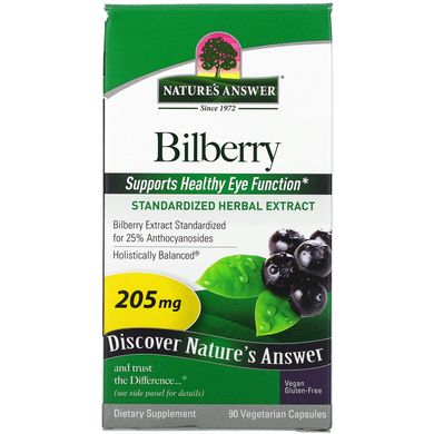 Стандартизований рослинний екстракт чорниці Nature's Answer (Bilberry) 205 мг 90 капсул