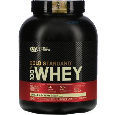 Золотий стандарт, 100% Whey Gold, ванільне морозиво, Optimum Nutrition, 2270 г (5 lb)