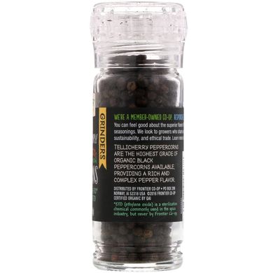 Органічний чорний перець Tellicherry горошком, Frontier Natural Products, 1,76 унції (50 г)