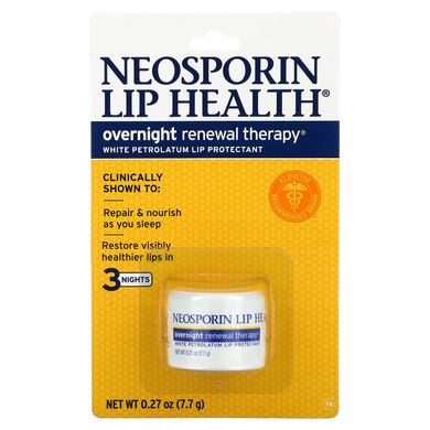 Оновлююча нічна терапія, бальзам для губ із білого вазеліну, Neosporin, 0,27 унції (7,7 г)