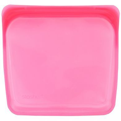 Reusable silicone container for food, convenient size for sandwiches, medium, raspberry, 450 ml.