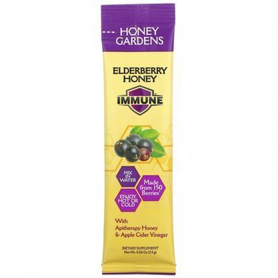 Honey Gardens, Elderberry Honey, for immunity, 5 packets of 0.26 ounces (7.4 g) each.
