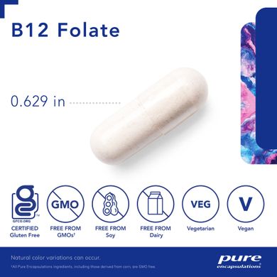 Вітамін B12 та фолат метилкобаламін Pure Encapsulations (B12 Folate) 60 капсул