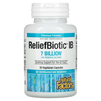 ReliefBiotic, Natural Factors, 7 мільярдів активних клітин, 30 вегетаріанських капсул