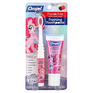 Тренувальна зубна паста My Little Pony не містить фтору, має рожевий колір, фруктовий смак, від 3 міс до 4 років, Orajel, 28,3 г