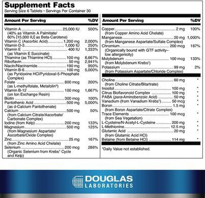 Multivitamins with Copper Douglas Laboratories (Ultra Preventive III with Copper) 180 tablets