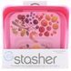 Reusable silicone container for food, convenient size for sandwiches, medium, raspberry, 450 ml.