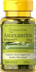 Астаксантин, Astaxanthin, Puritan's Pride, 5 мг, 60 капсул