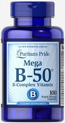 Витамин B-50® Комплекс, Vitamin B-50® Complex, Puritan's Pride, 50 мг, 100 капсул купить в Киеве и Украине